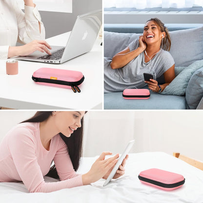 Shockproof Hard EVA Carrying Case for External Hard Drive, Samsung T9, Anker Power Bank, Cell Phone - Portable Small Electronic Accessories Organizer Zipper Kawaii Travel Pouch - Light Pink