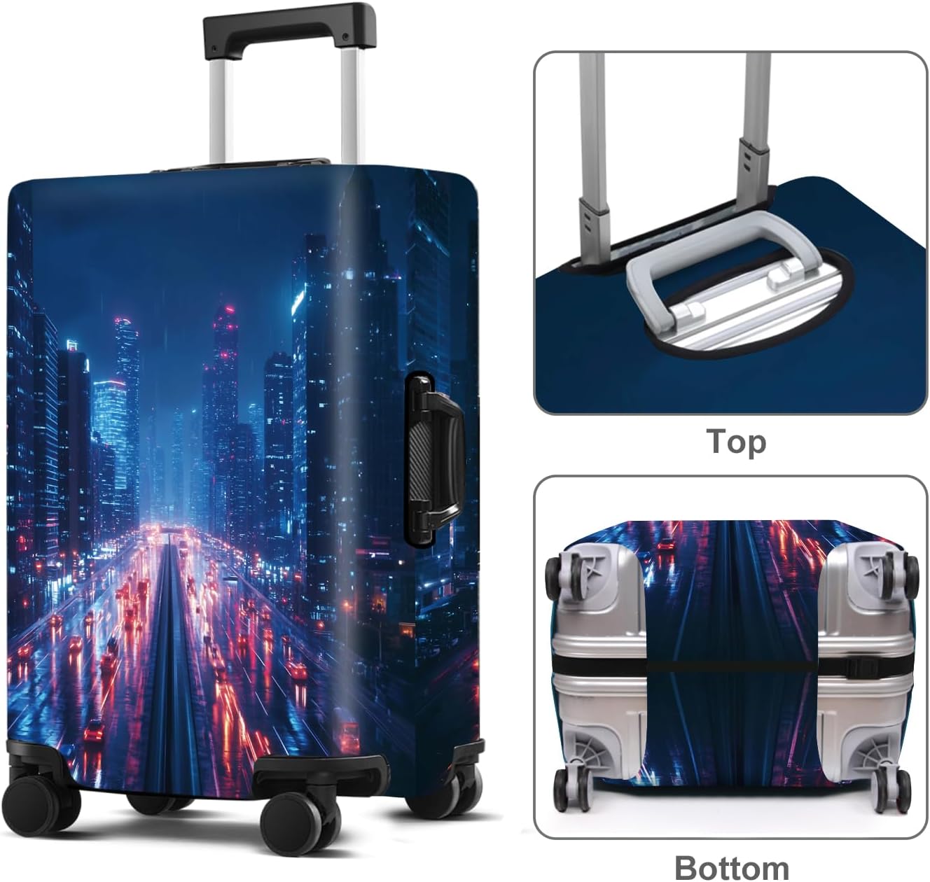 Luggage Cover Washable Suitcase Protector Anti-scratch Suitcase cover Fits 20-34 Inch Luggage (City Night, S(20-22inch suitcase))