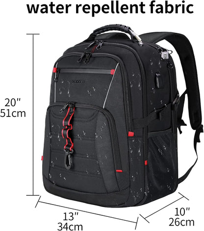 KROSER Travel Laptop Backpack 18.4 inch XXXL Computer Backpack Stylish College Backpack with RFID Pockets USB Charging Port REFLECTIVE STRIPS Water-Repellent Day pack for Business/Men