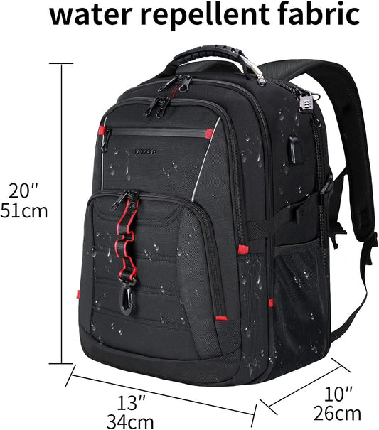KROSER Travel Laptop Backpack 18.4 inch XXXL Computer Backpack Stylish College Backpack with RFID Pockets USB Charging Port REFLECTIVE STRIPS Water-Repellent Day pack for Business/Men