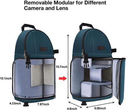 MOSISO Camera Sling Bag, DSLR/SLR/Mirrorless Camera Backpack Case Shockproof Photography Backpack with Tripod Holder & Removable Modular Inserts Compatible with Canon/Nikon/Sony/Fuji