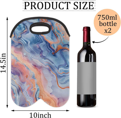 Wine Carrier Tote Personalized Bag for 2 Bottles - Neoprene Wine Bottle Holder with Carry Handle, Wine Protective Bag Insulated Bag Beer Cans Water Bottle Holder for Travel Picnic,Style26