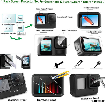 Gurmoir Accessory Pack for Go Pro 13 12 11 10 9 Hero, Full Essential Accessories Kit with Waterproof Protective Housing Case for GoPro Hero 13 12 11 10 9 Black(DT06)