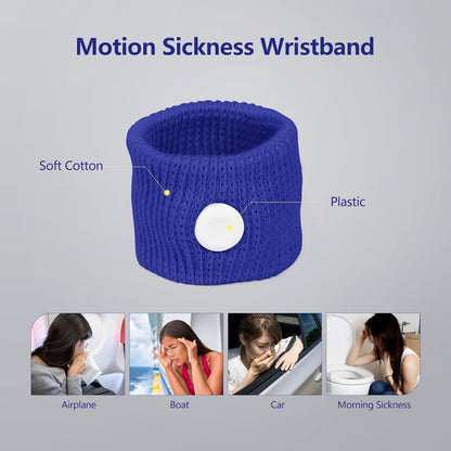Cozyhealth Motion Sickness Wristband, Anti-Nausea Acupressure Wrist Band for Nausea Relief, Dizziness and Vomiting from Car Boat Flying Travel Sickness (Black/Grey/Dark Blue, 3 Pairs, Large)