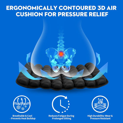 Professional Comfortable 3D Travel Seat Cushion, Air Inflatable Pressure Relief Seat Cushion Optimal Support for Long Sitting