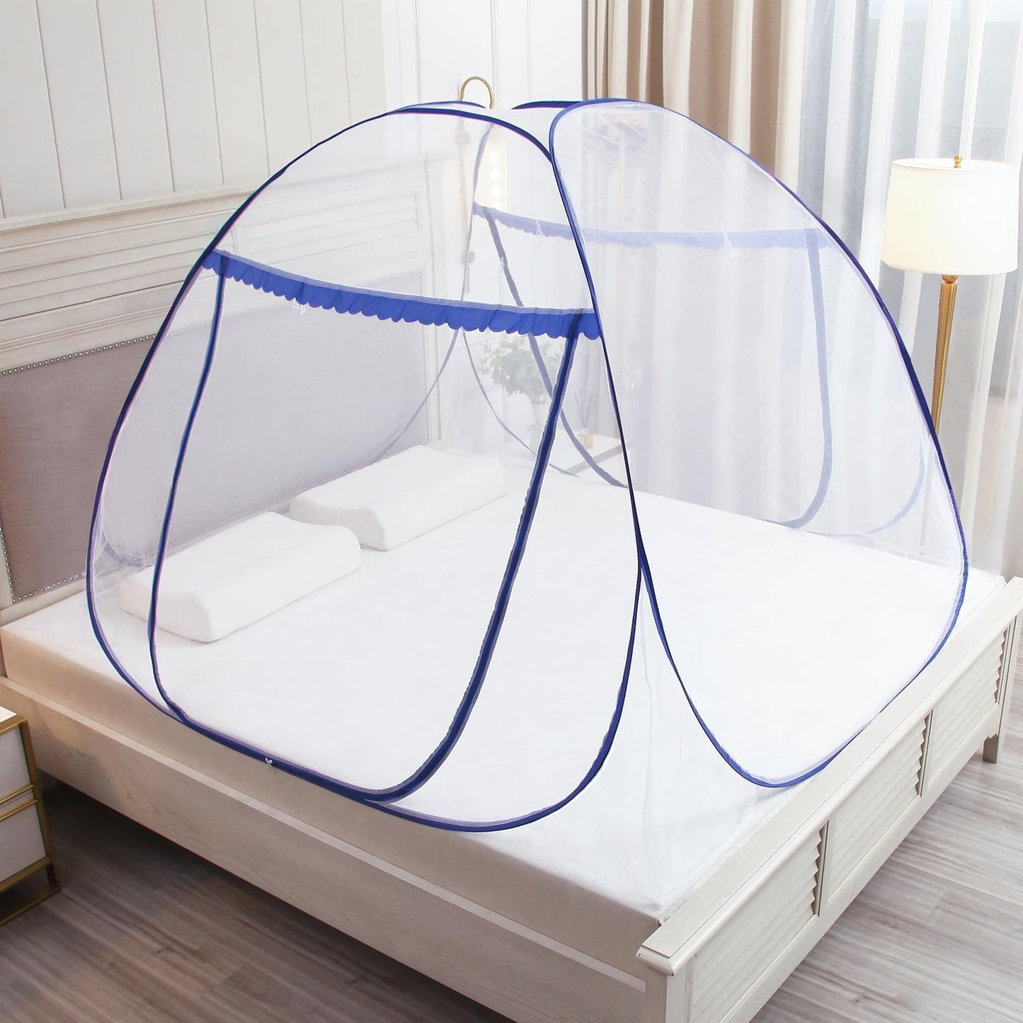 Pop up Mosquito net Double Bed, L75x W40 x H43， Zipper Portable Tent Travel Mosquito net, standalone use, one Click Installation, Suitable for bedrooms, Children's 1M beds, Outdoors, W100*L190*H110 cm