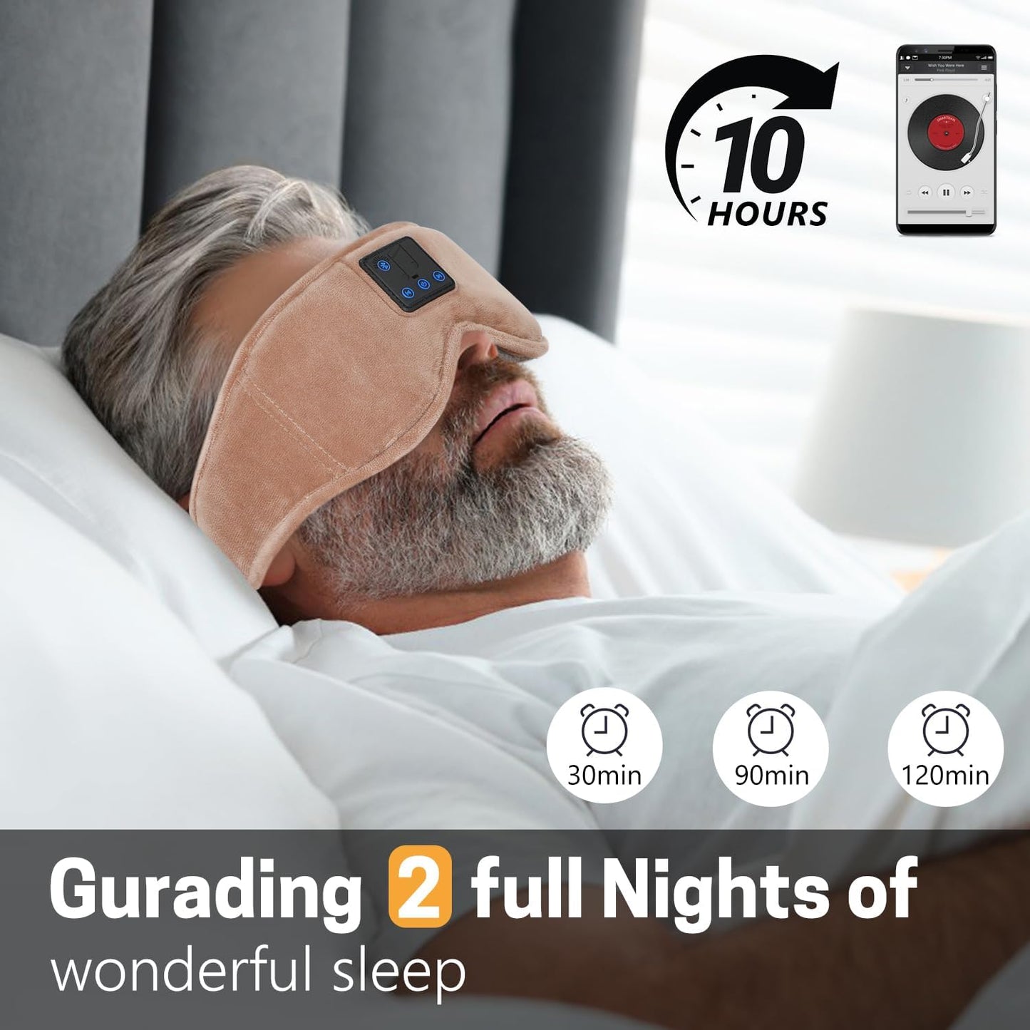 Sleep Mask with Bluetooth Headphones 3D Contour Sleeping Headphones 5.4 Wireless Bluetooth, Ultra-Thin Stereo Speakers Blackout Eye Masks for Men Women Travel Sleep