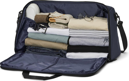 Halfday Convertible 2-in-1 Garment Duffel Weekender Bag 45L | Wrinkle-Free Travel, Hanging Suit Compartment, Shoe Pockets, Trolley Sleeve. Durable & Water-Resistant Carry-On, Marine