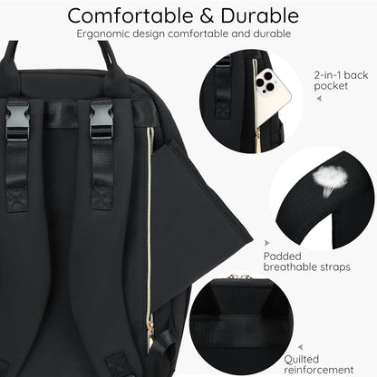 Diaper Bag Backpack - Large Multi functional, Boys, Girls & Baby Travel Essentials Tote with Changing Pad, Insulated Pockets, Stroller Straps, Waterproof - Baby Backpack for Mom & Maternity (Black)