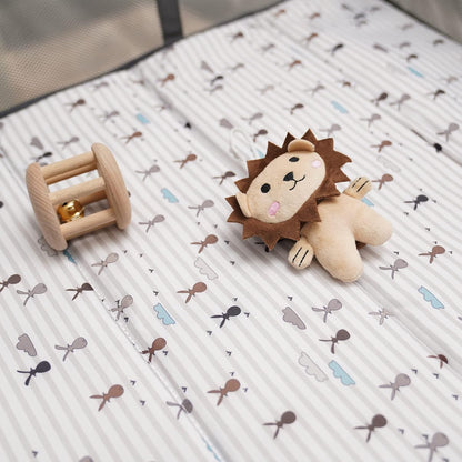 Pamo Babe Portable Playard,Sturdy Play Yard with Padded Mat and Toy bar with Soft Toys