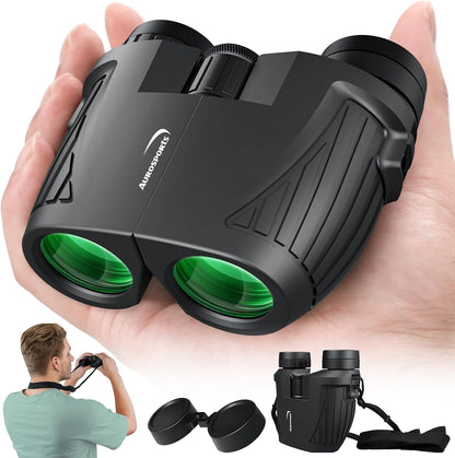 Aurosports 15x25 Compact Binoculars for Adult Kids - High Power Binoculars for Bird Watching - Easy Focus Small Binocular with Low Light Vision for Travel, Camping, Concert, Hiking