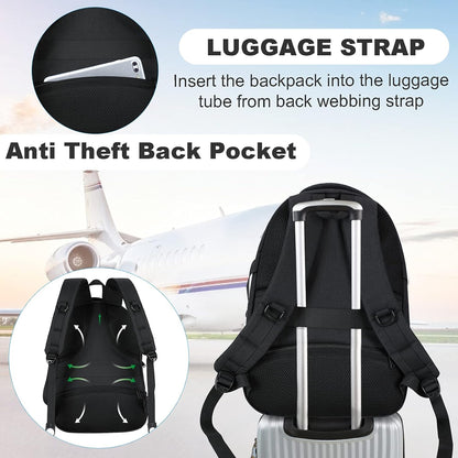 ANKUER Backpacks for Men Women, Backpack Fits Up 15.6 in Laptop Backpack for Travel, Backpacks with USB Charging Port, Work Business Backpack for School (Black)