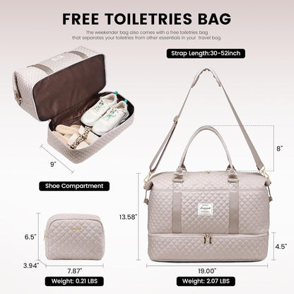 LOVEVOOK Travel Duffle Bag,Weekender Bags for Women with Shoe Compartment，Carry on Overnight Bag with Toiletry Bag,Gym Duffel Bag with Wet Pocket, Hospital Bags for Labor and Delivery