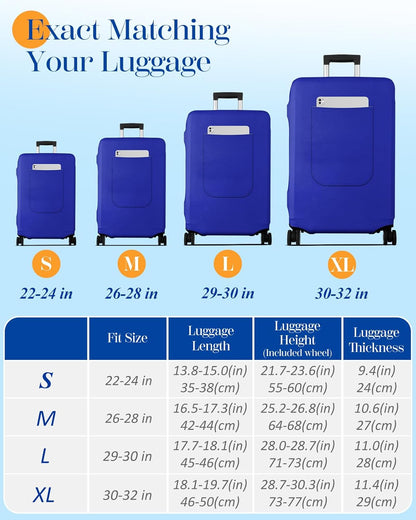 Slohif Luggage Cover for Suitcase Tsa Approved Protector - Luggage Sleeve Suit Case Cover Travel Stretch Large Baggage Case Protective Washable Fit 26-28 Inch Blue