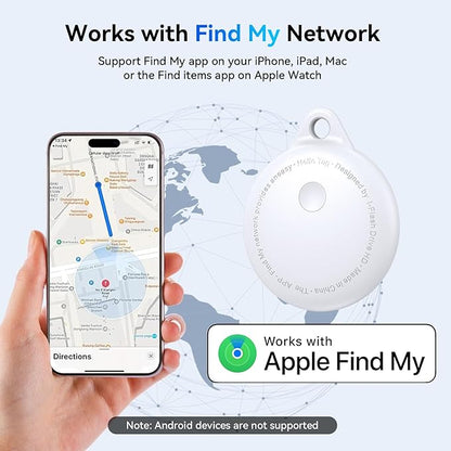 Tags-4 Pack, Smart Bluetooth Tracker Work with Apple Find My, Key Finders and Find My Tracker, Game Changer Waterproof Smart Tag with Key Ring GPS Tracker Tag for Keys/Luggage/Wallet (White)