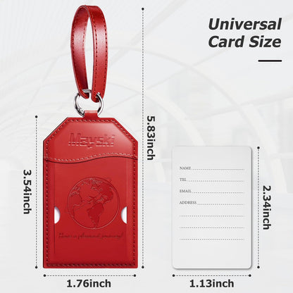 Mayski Luggage Tags for Suitcases 3 Pack Suitcase Bag Tags, TSA Approved, Metal Buckle, Bag Tags with Name ID Card Travel Essentials, Red Global
