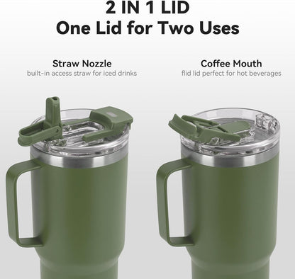HASLE OUTFITTERS 30oz Tumbler With Handle, Insulated Travel Coffee Mug With Straw Leak-Proof Double Wall Stainless Steel Vacuum Tumblers Metal Cup with Straw for Hot and Cold Drink