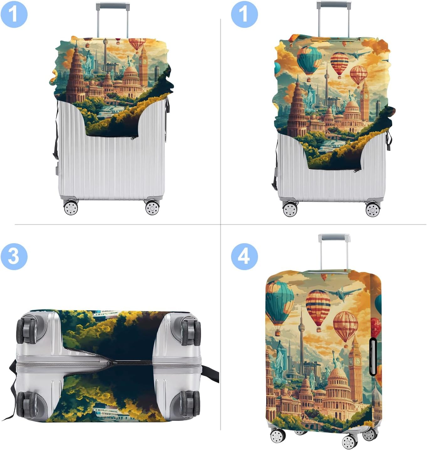 Luggage Cover Washable Suitcase Protector Anti-scratch Suitcase cover Fits 20-34 Inch Luggage (Balloon, XL(32-34inch suitcase))