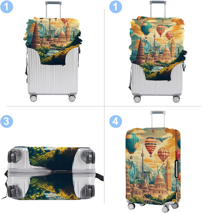 Luggage Cover Washable Suitcase Protector Anti-scratch Suitcase cover Fits 20-34 Inch Luggage (Balloon, XL(32-34inch suitcase))