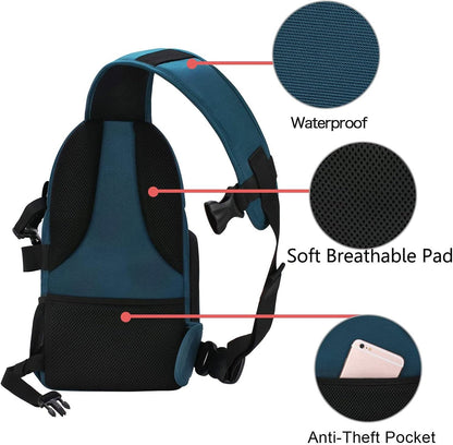 MOSISO Camera Sling Bag, DSLR/SLR/Mirrorless Camera Backpack Case Shockproof Photography Backpack with Tripod Holder & Removable Modular Inserts Compatible with Canon/Nikon/Sony/Fuji