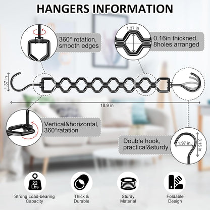 6 Pack Space Saving Hangers for Clothes, Heavy Duty 30Lbs Capacity Magic Clothes Space Saver Sturdy Metal Hanger Organizer with 360° Swivel Hook, Closet Organizers Storage Dorm Essentials Black