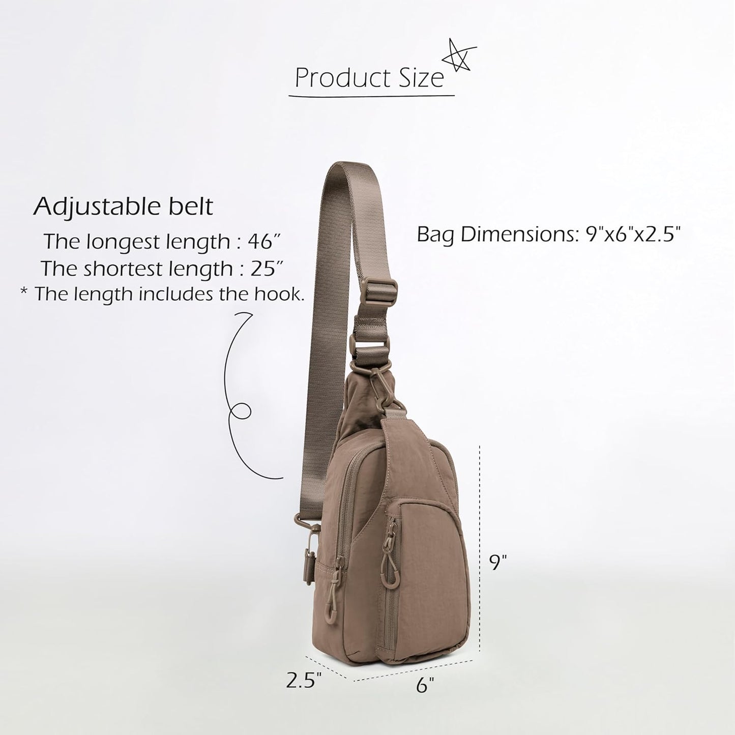 ODODOS Daily Sling Bag with Adjustable Straps Crossbody Chest Bag Lightweight Small Backpack for Casual Traveling Hiking