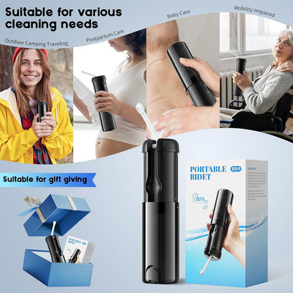 Peri Bottle for Postpartum Care-250ml Portable Bidet for Travel with 5 Sprayer Modes, 2000mAh Rechargeable Electric Bidet with 8 Replaceable Nozzles for Perineal Care & Post-Surgery Care (Black)