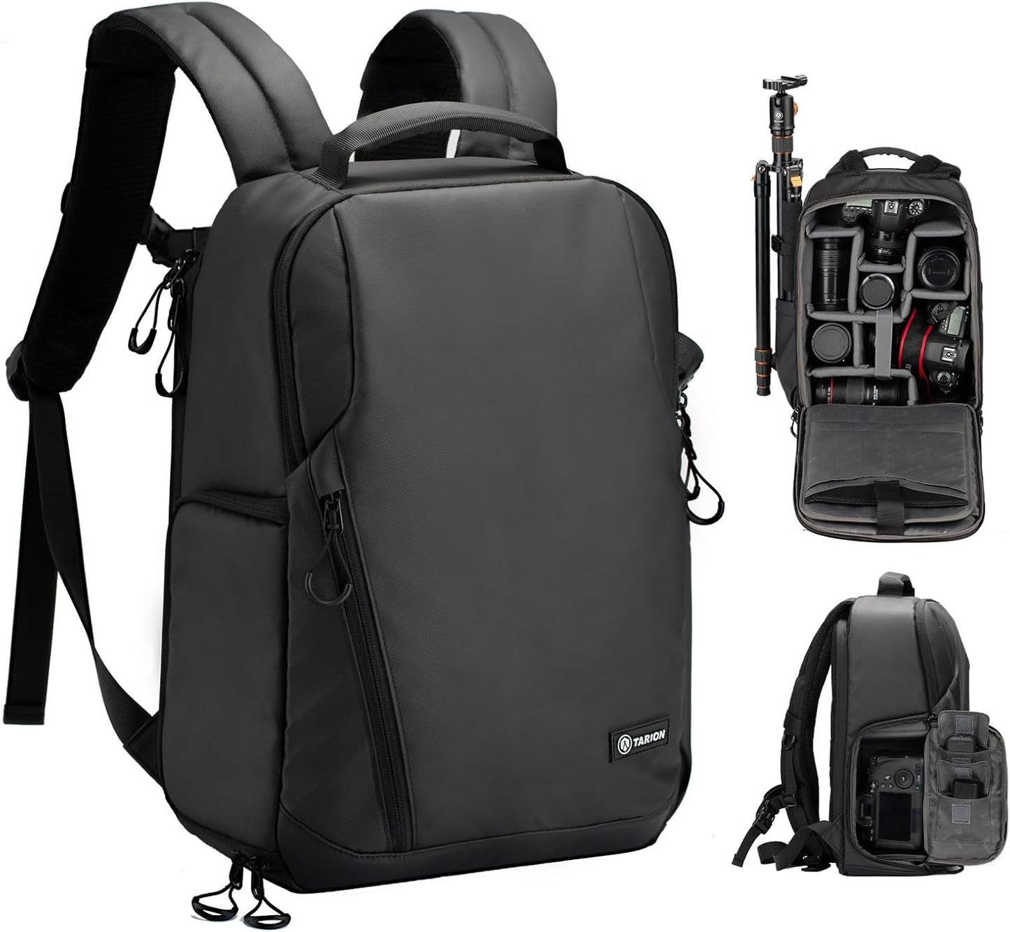 TARION Camera Backpack Waterproof Bag - 12.5L Slim DSLR Backpack with 14'' Laptop Compartment Rain Cover Slim Photography Bag for Men Women Photographers for DSLR SLR Lens Black TRL