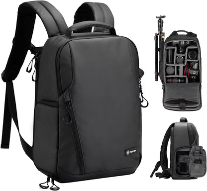 TARION Camera Backpack Waterproof Bag - 12.5L Slim DSLR Backpack with 14'' Laptop Compartment Rain Cover Slim Photography Bag for Men Women Photographers for DSLR SLR Lens Black TRL