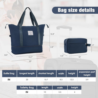 Merax Softside Luggage Set Softshell Lightweight 3 Piece Spinner Suitcase with Duffel Bag Expandable Upright Travel Luggage 22" 26" 30",Deep Blue