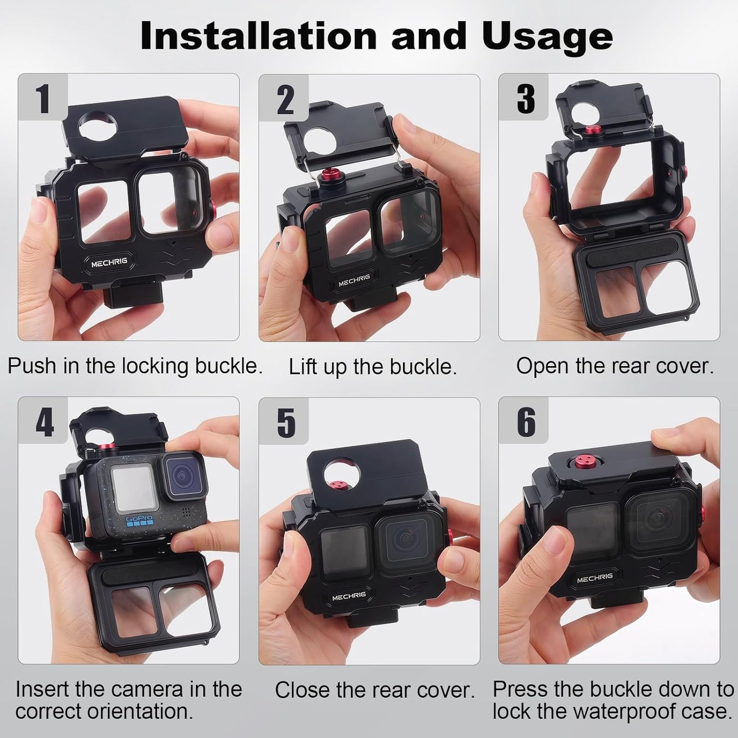 Aluminum Waterproof Case for GoPro HERO13 Black HERO12 HERO11 HERO10 HERO9 Action Camera 80M Deep Waterproof Horizontal and Vertical Shooting Switch (Quick Release-63075)