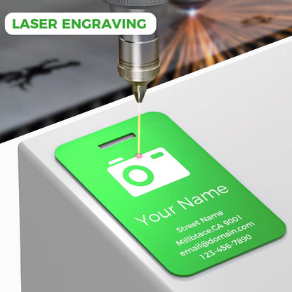Personalized Luggage Tags, Custom Luggage Tags 4 Pack TSA Approved Double Sided Laser Engraving, Metal Luggage Tag for Suitcases with Stainless Loops, Name Tag for Bags, Backpacks (Green)