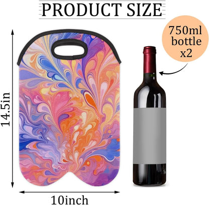 Wine Carrier Tote Personalized Bag for 2 Bottles - Neoprene Wine Bottle Holder with Carry Handle, Wine Protective Bag Insulated Bag Beer Cans Water Bottle Holder for Travel Picnic,Style4