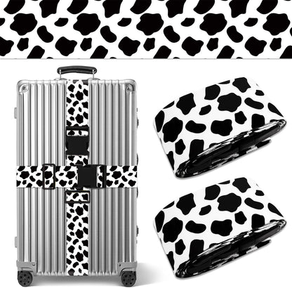 Cow Print Luggage Straps for Suitcases TSA Approved, Luggage Identifiers for Suitcase, Adjustable Suitcase Strap for Baggage Security with Cute Patten, Travel Necessary Accessories