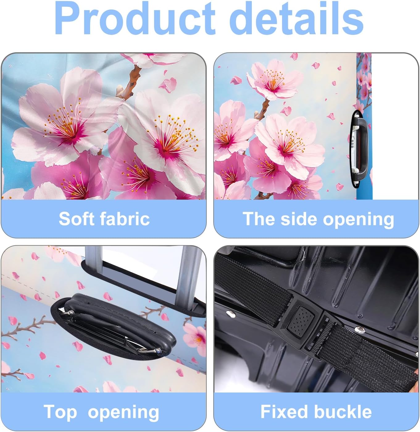 Luggage Cover Washable Suitcase Protector Anti-Scratch,Stretchable Fit for 20-34Inch Luggage Durable Travel Bag Cover with Zipper Closure (Peach blossom, L(fits 28-30Inch suitcase))