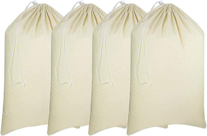 Urban Villa Laundry Bags Canvas Dirty Clothes Travel Laundry Bag Machine Washable|Reusable Hamper Liner Bag for Garments Delicates Lingerie with Drawstring Closure 4 Pack|Size 28 x 36 Inches