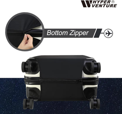 HYPER VENTURE Washable Luggage Cover - Fashion Suitcase Protector Fits 18-22 Inch Luggage (Black, S)