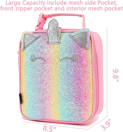 FlowFly Kids Lunch box Insulated Soft Bag Mini Cooler Back to School Thermal Meal Tote Kit for Girls, Boys, Smile