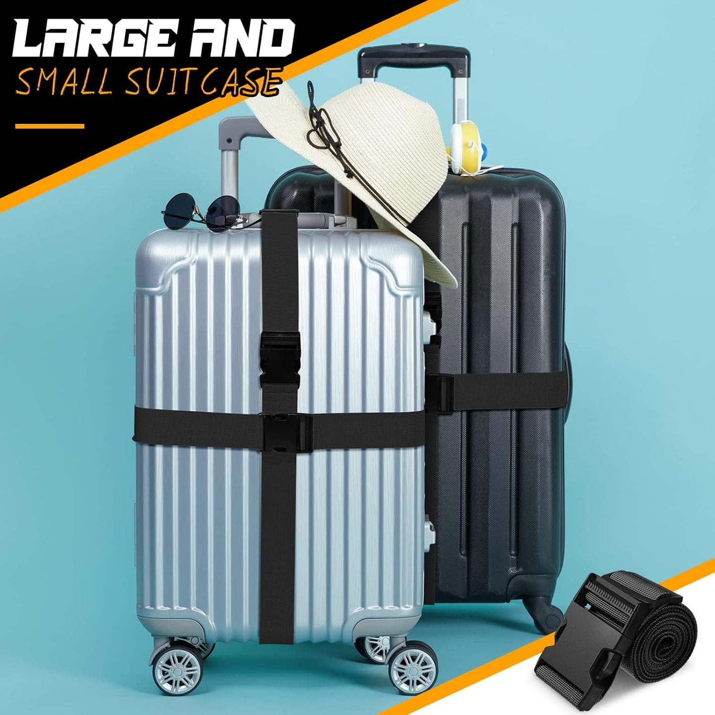 Eccliy 12 Pack Luggage Straps Suitcase Belts Wide Adjustable Packing Straps Travel Belts Accessories for Business Packing(Black)