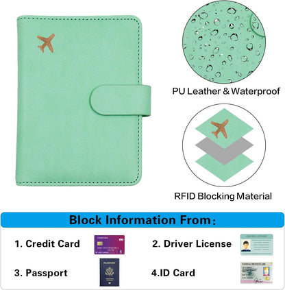 Melsbrinna Premium Leather Passport Holder Covers Case, Waterproof Rfid Blocking Travel Wallet Passport Holder with Pen Holder, Cute Passport Book for Women/Men