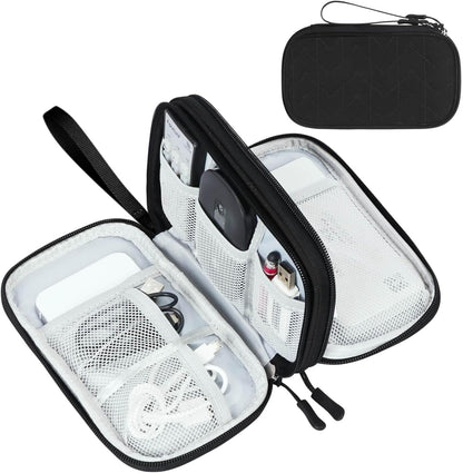 FYY Electronic Organizer, Travel Cable Organizer Bag Pouch Electronic Accessories Carry Case Portable Waterproof Double Layers All-in-One Storage Bag for Cable, Cord, Charger, Phone,-Pattern Black(M)