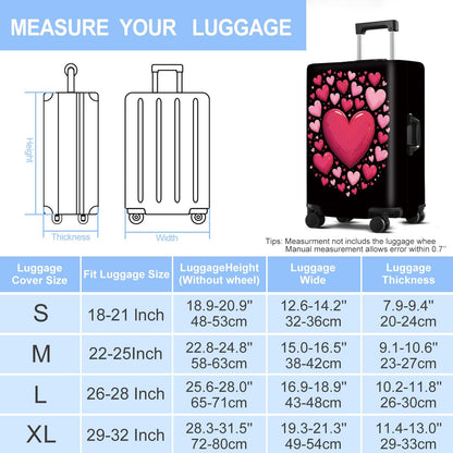 Luggage Cover Washable Suitcase Protector Anti-Scratch,Stretchable Fit for 20-34Inch Luggage Durable Travel Bag Cover with Zipper Closure (Heart, S(fits 20-22inch suitcase))