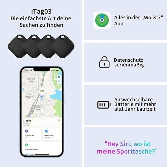 Air Tracker Tag 4 Pack Bluetooth Luggage Tracker tag Locator Works with Apple Find My,Smart Tracker for Suitcase, Bag, Backpack, Wallet,Replaceable Battery Smart tag Item Finder
