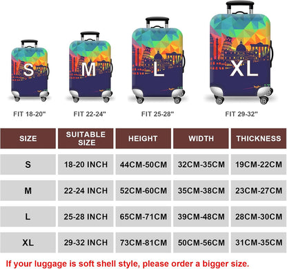 WUJIAONIAO Travel Luggage Cover Baggage Suitcase Cover Protector Skins 18-32 Inch (City, S (for 18-20 inch luggage))
