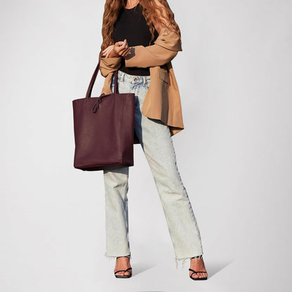 Italian Calf Leather Tote for Women with Zipper, Inner Pocket & Flat Base | Soft Unlined Shopper for Work & Travel