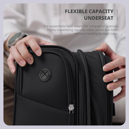 Verage Under Seat Luggage with Wheels, Softside Expanable Small Suitcase Carry On Luggage Bags for Airlines Airplanes Short Trip Men Women (Black, 16-Inch Rolling Underseat)