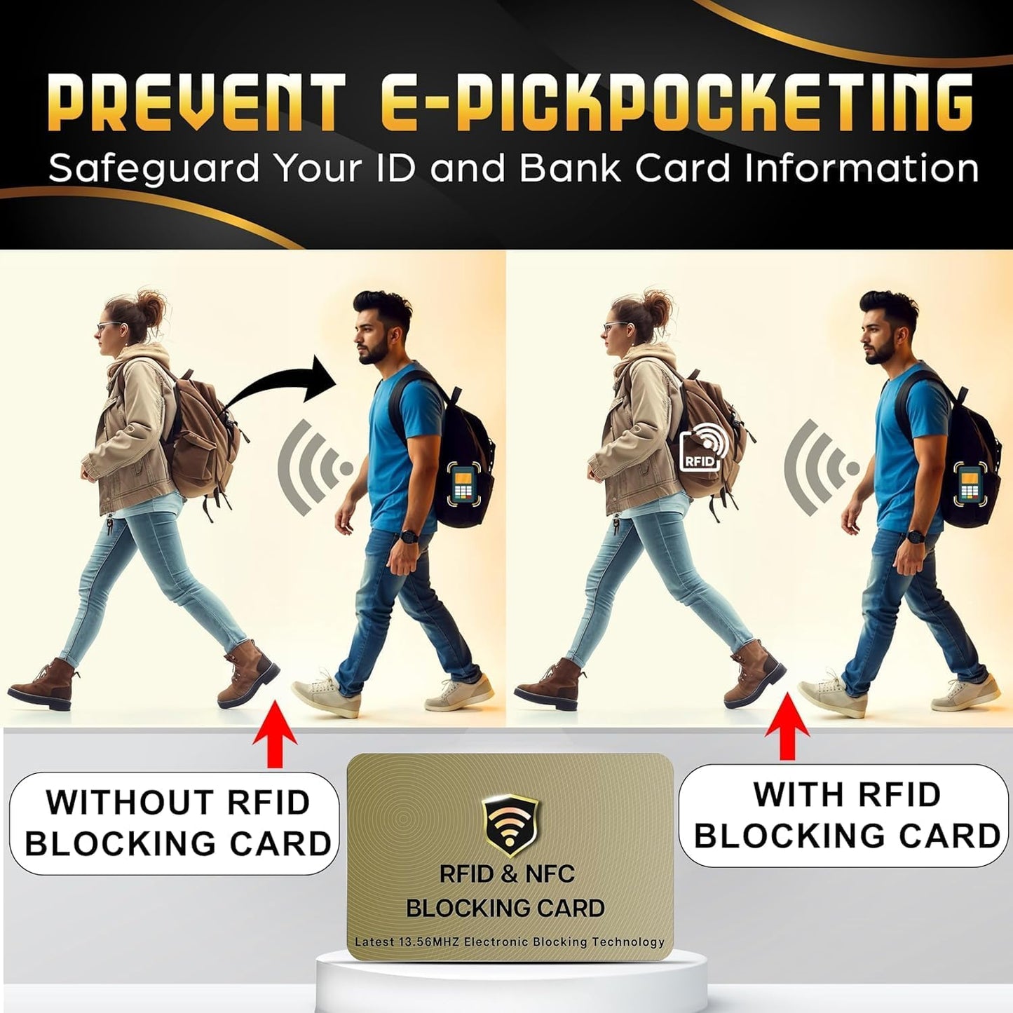 SaiTech IT RFID Cards One Card Protects Entire Wallet Purse For Men & Women, Contactless Bank Debit Credit Card Protector ID ATM Guard Card – Golden (1 Pcs Golden)
