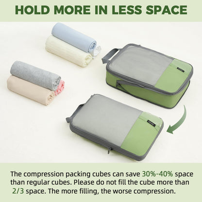 BAGAIL 6 Set/4 Set Lightweight Compression Packing Cubes for Travel, Anti-Tearing Expandable Organizer Bags for Suitcase