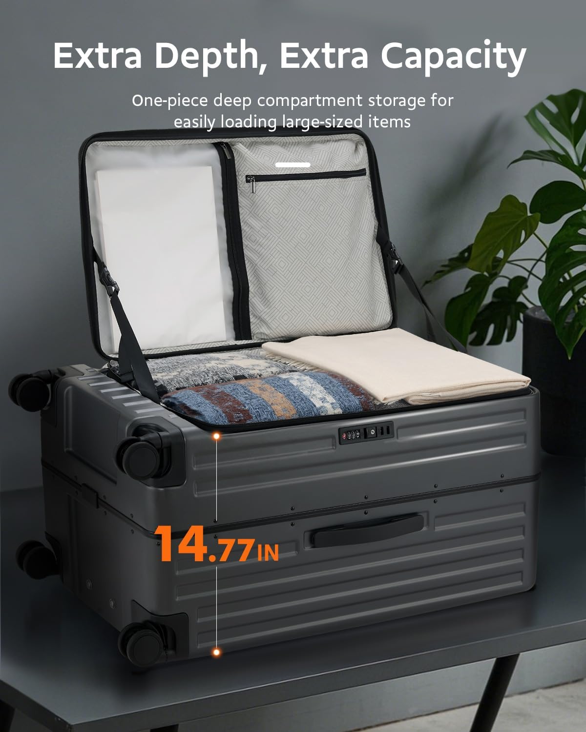 Checked Luggage, Large Suitcase 29 Inch Trunk Luggage with Spinner Wheels, Lightweight ABS+PC Hard Shell with Aluminum Frame, Top Opening, TSA Lock (Black, 1PC)