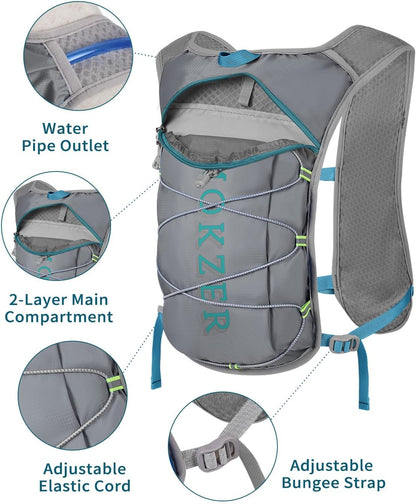 Running Hydration Vest with a 2L Water Bladder, Hydration Pack Lightweight Water Backpack for Running Hiking Cycling Marathon Trail for Men Women